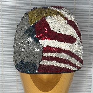 JC Vintage sequin USA patriotic hat cap